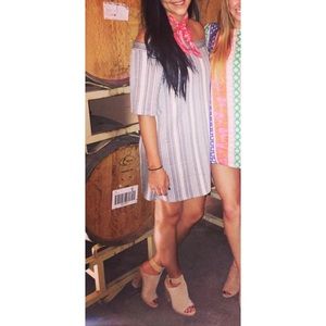 Striped off the shoulder dress